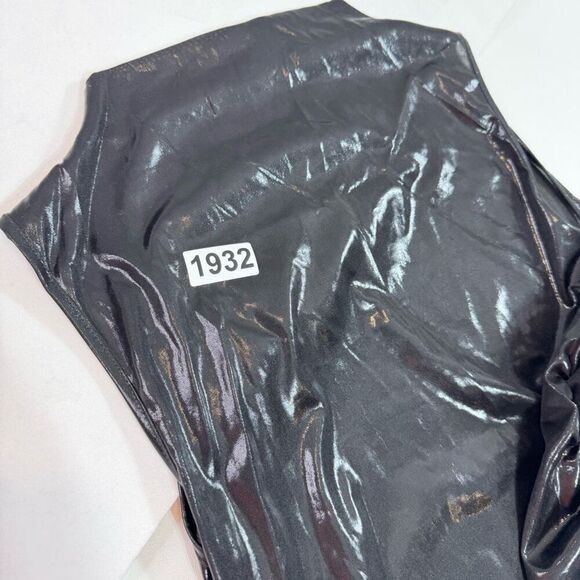 Cider Dress Womens XL Faux Leather High Neck Asymmetrical Hem Witchy Grunge 90s - Picture 7 of 9